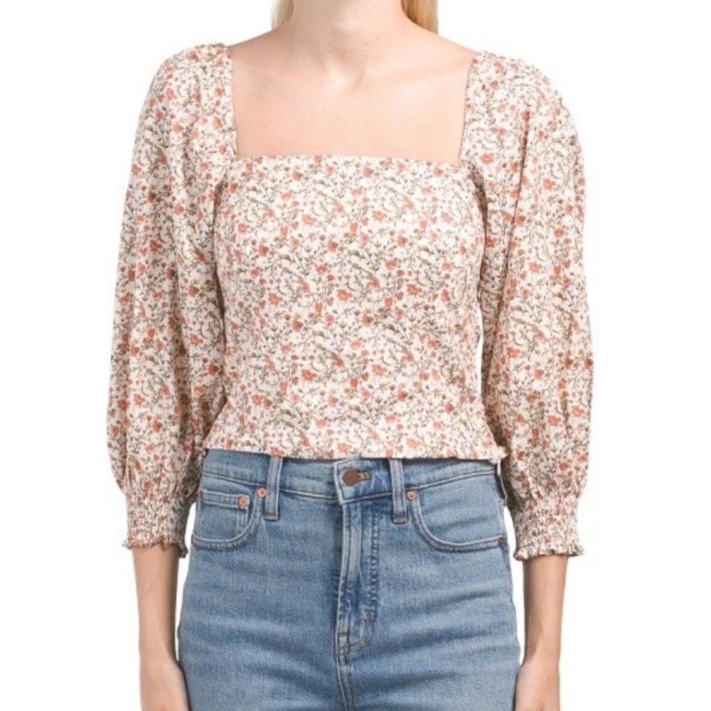 O.P.T. Floral Square Neck Top